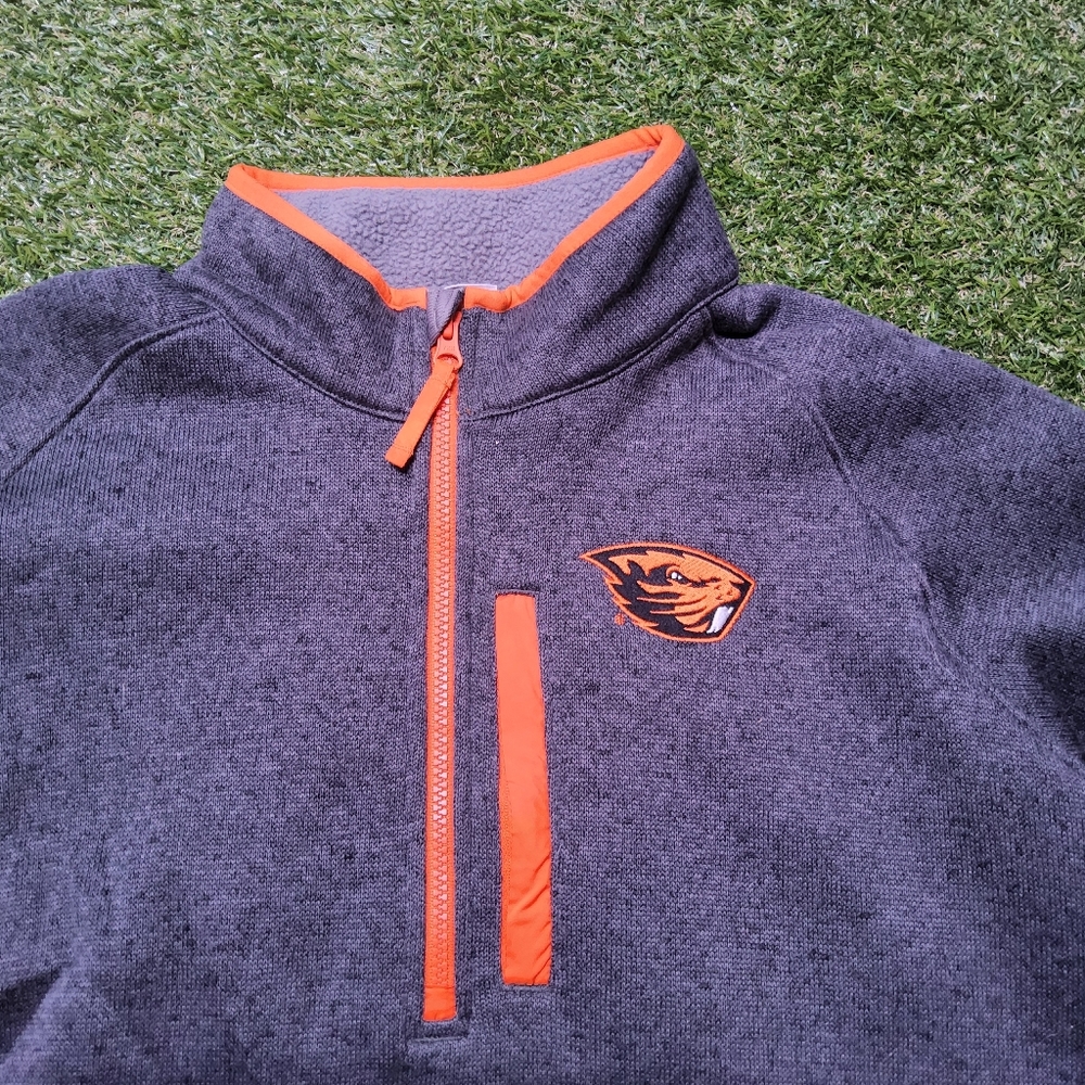 Columbia Oregon Beavers Gray and Orange Quarter-Zip Pullover Large 4848 - Picture 3 of 8